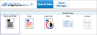 Profile icons for operators to start scanning with a single click