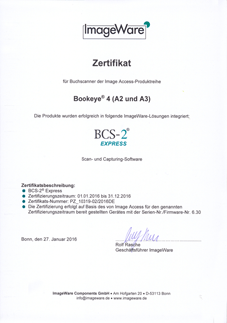 BCS-2 Certificate Bookeye4 (A2 & A3)